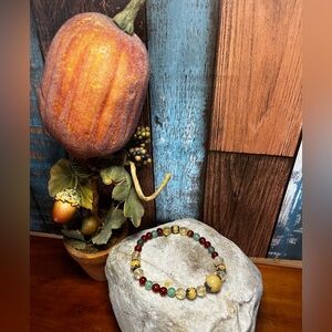 Genuine yellow jade, carnelian, green aventurine and citrine stretch Bracelet